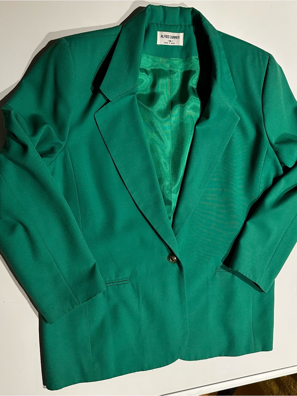 VTG Alfred Dunner Women's Bold Green Blazer Jacket Pockets Size 14 USA Career